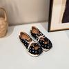 Inner Height-increasing Polka Dot Shoes Women's Season New Shallow Mouth Small Leather Shoes One-word Buckle Single Shoes