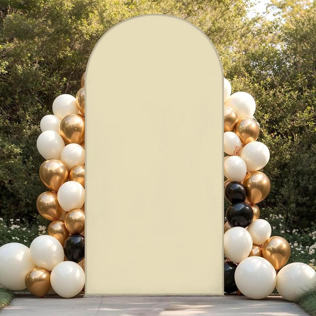 Decor Partidă Fundal Elastic Culoare Solidă în Formă de U - Husă din Material Arcadă Semi-Circulară de Exterior