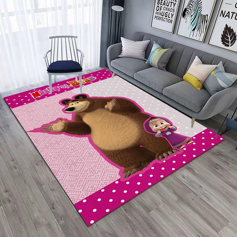 Russian animation Masha and the Bear Fairy Tale Cartoon Carpet Soft Home Living Room Bedroom Door Mat Outdoor Picnic Ground Mat rug T4