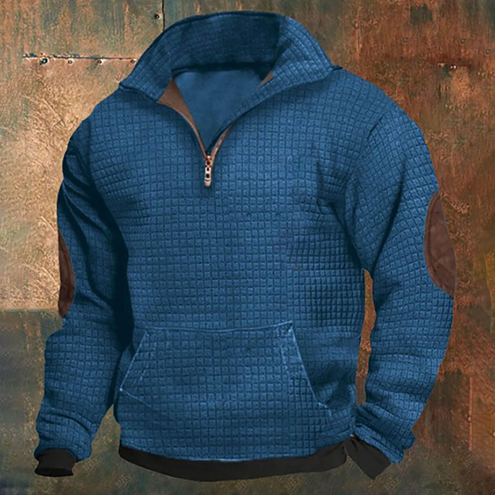 

Men s Fleece Hoodie Casual Long Sleeve 1/4 Zipper Pullover Sweatshirts XL синій