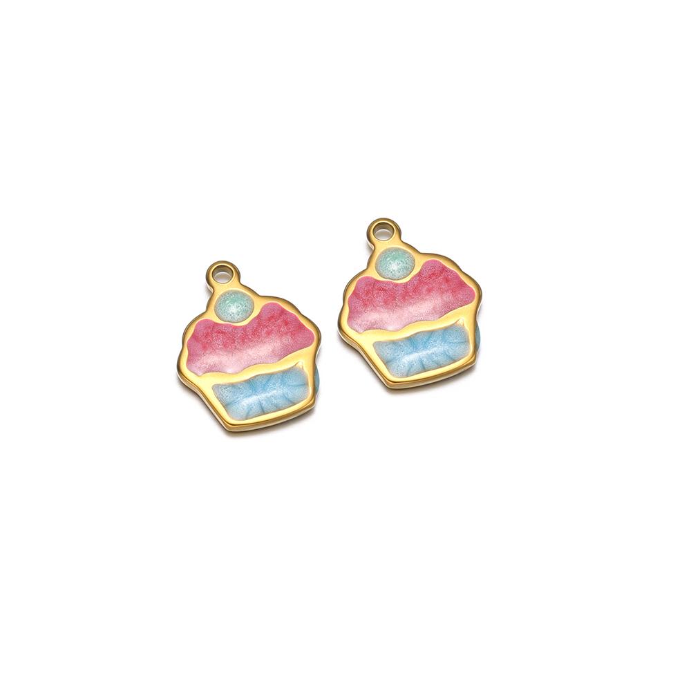 20pcs Stainless Steel 10mm Enamel Ice Cream Girls Bracelet Pendants Decoration Kids Summer Necklace Charms DIY Jewelry Making