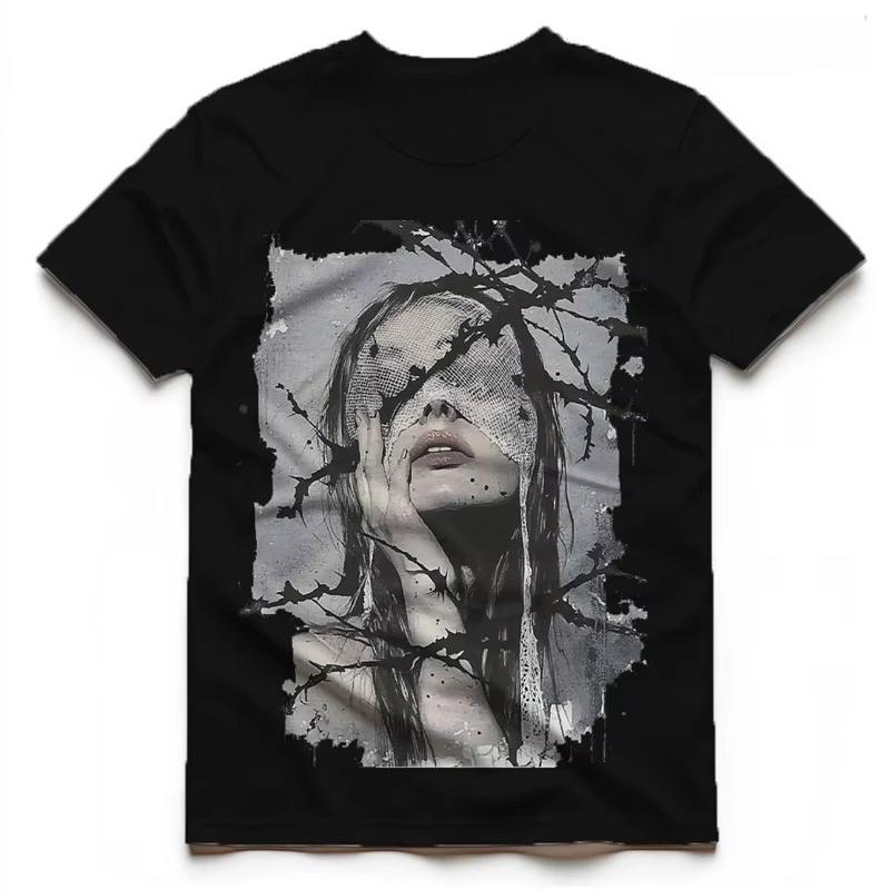 2026 Summer Fashion Trendy Tee American Retro Character Pattern T Shirts Fashion Trendy European And American High Streetwear Top