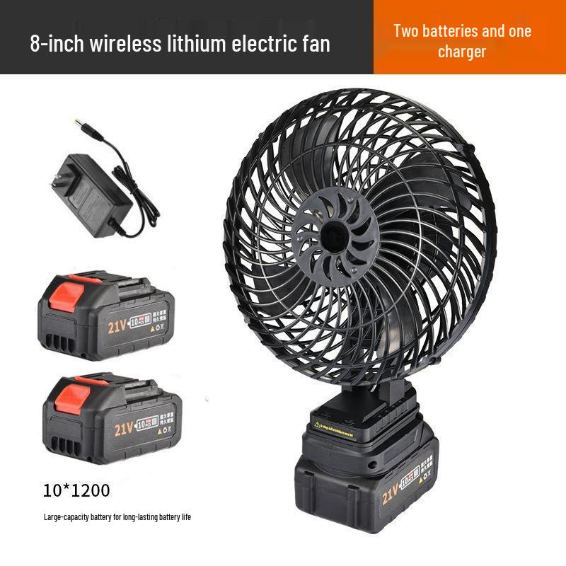 8-inch Rechargeable Desk Fan: Wireless, Lithium Battery, Ideal for Office or Dorm.