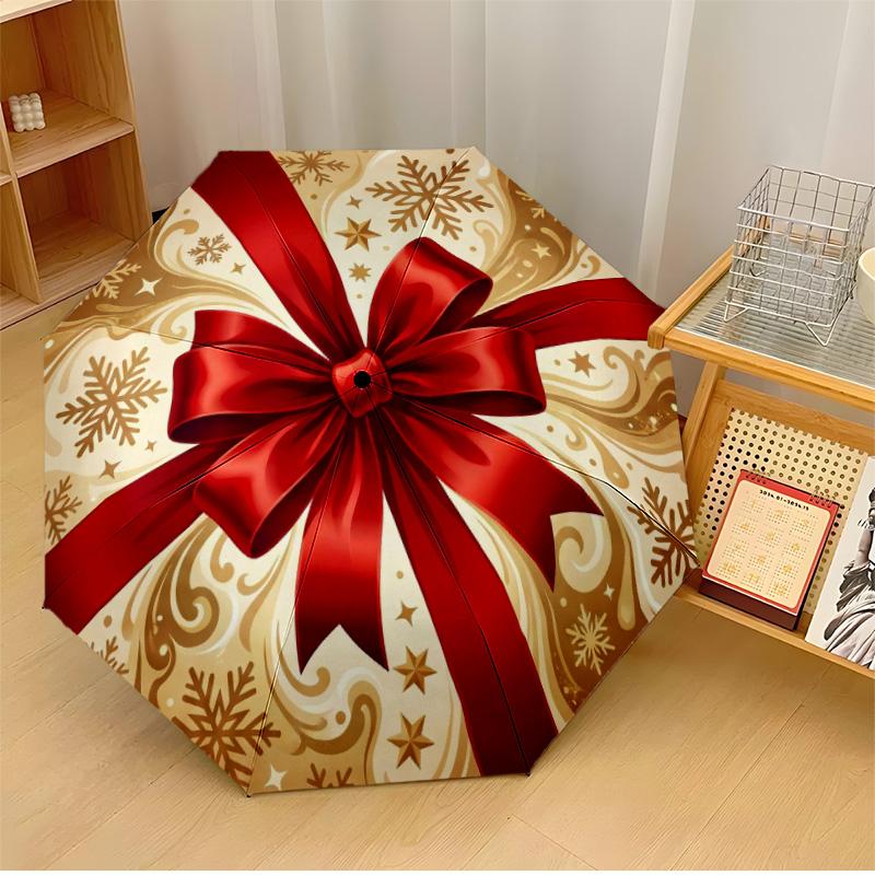 

Elegant Round Decor with Bow and Lace Printed umbrella windproof folding umbrella portable sun and rain umbrella suitable for gifting
