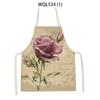 Women Men Retro Bird Flower Butterfly Printed Kitchen Aprons Household Cleaning Pinafore Baking Accessories Linen Cooking Apron