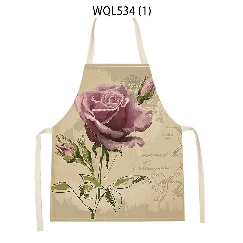 Women Men Retro Bird Flower Butterfly Printed Kitchen Aprons Household Cleaning Pinafore Baking Accessories Linen Cooking Apron