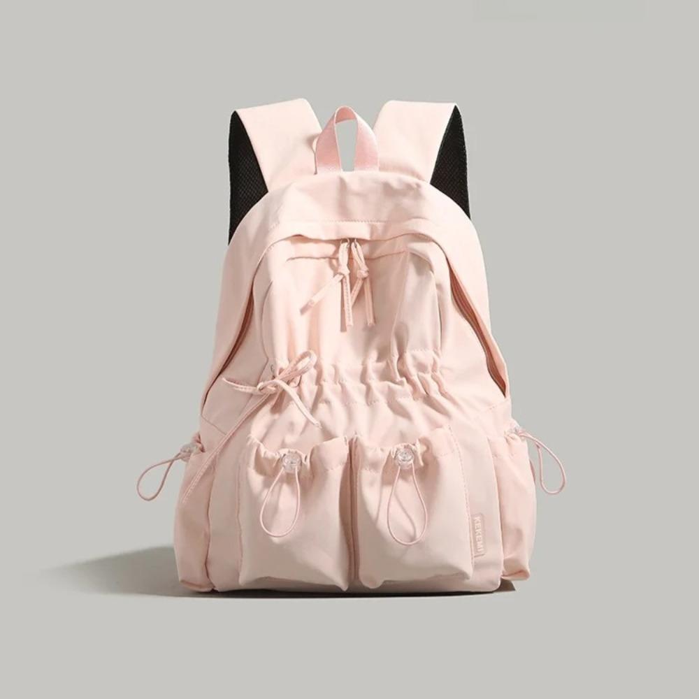 Drawstring Lace-up Bow Mochilas Mujer Student Mochila High Capacity Bag Daily Using Zipper Bolsas 2026 New Youth Backpack