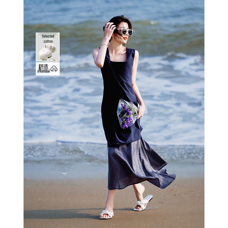 

Demana Pure Cotton Island Retro Commuter Square Neck Sleeveless Dress L