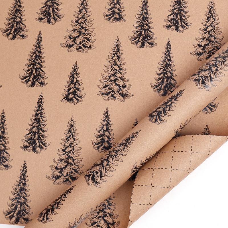 1 Roll Extra Long Giant Christmas Wrapping Paper -Pine Tree Pattern,Tear-Resistant Thick Durable Kraft-like Paper Decorations