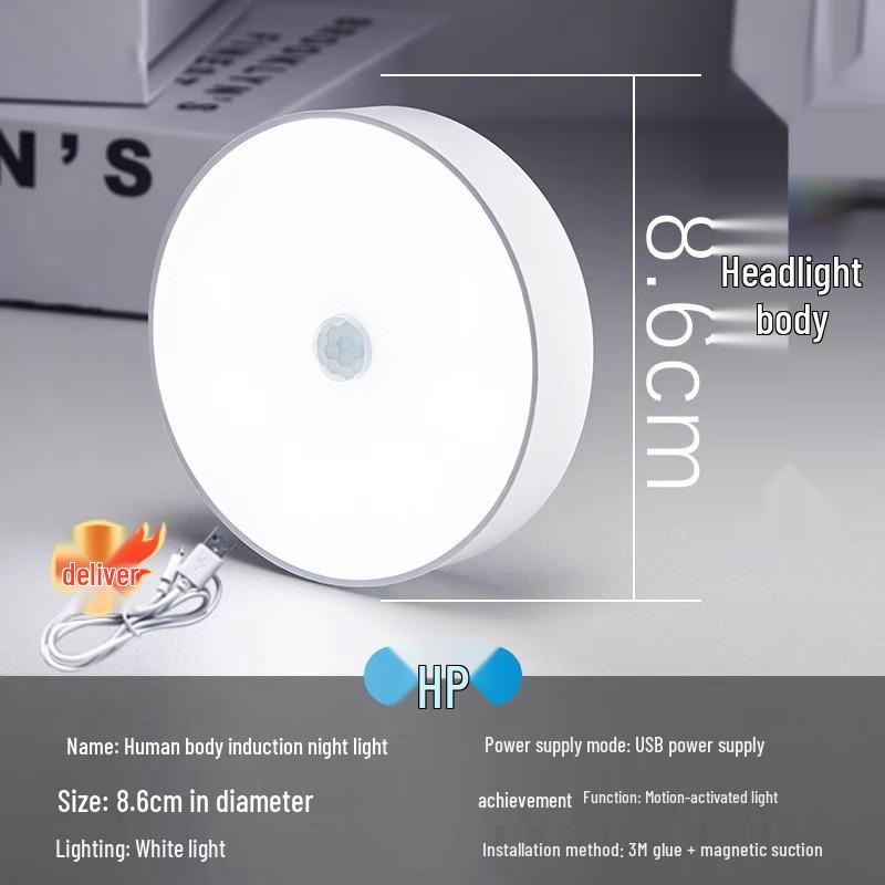 Smart LED Motion Sensor Magnetic Night Light for Bedroom, Hallway & Nursery - USB Rechargeable