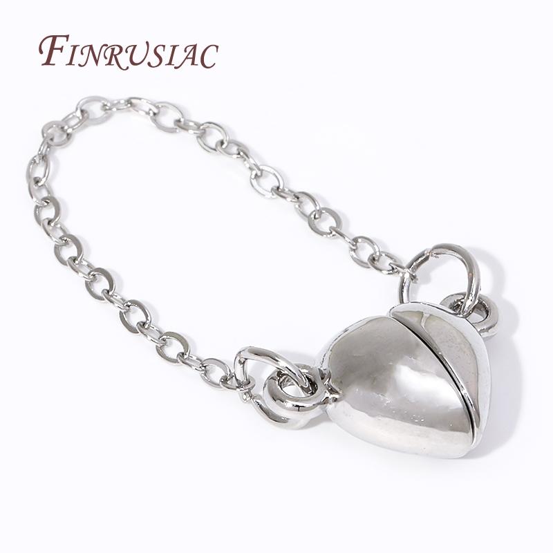 DIY Bracelets Accessories 18K Gold Plated Strong Magnetic Clasps Heart Magnet End Clasp Connectors For Jewelry Making Fittings