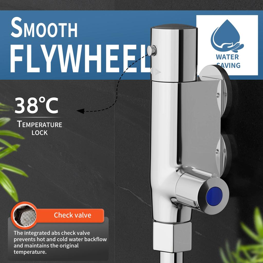 MORADO Thermostatischer Wohnwagen Duschmischer Wohnmobil Yacht Mini Vertikaler Duschmischer Chrom Messing Bad Dusche Armatur Ventil