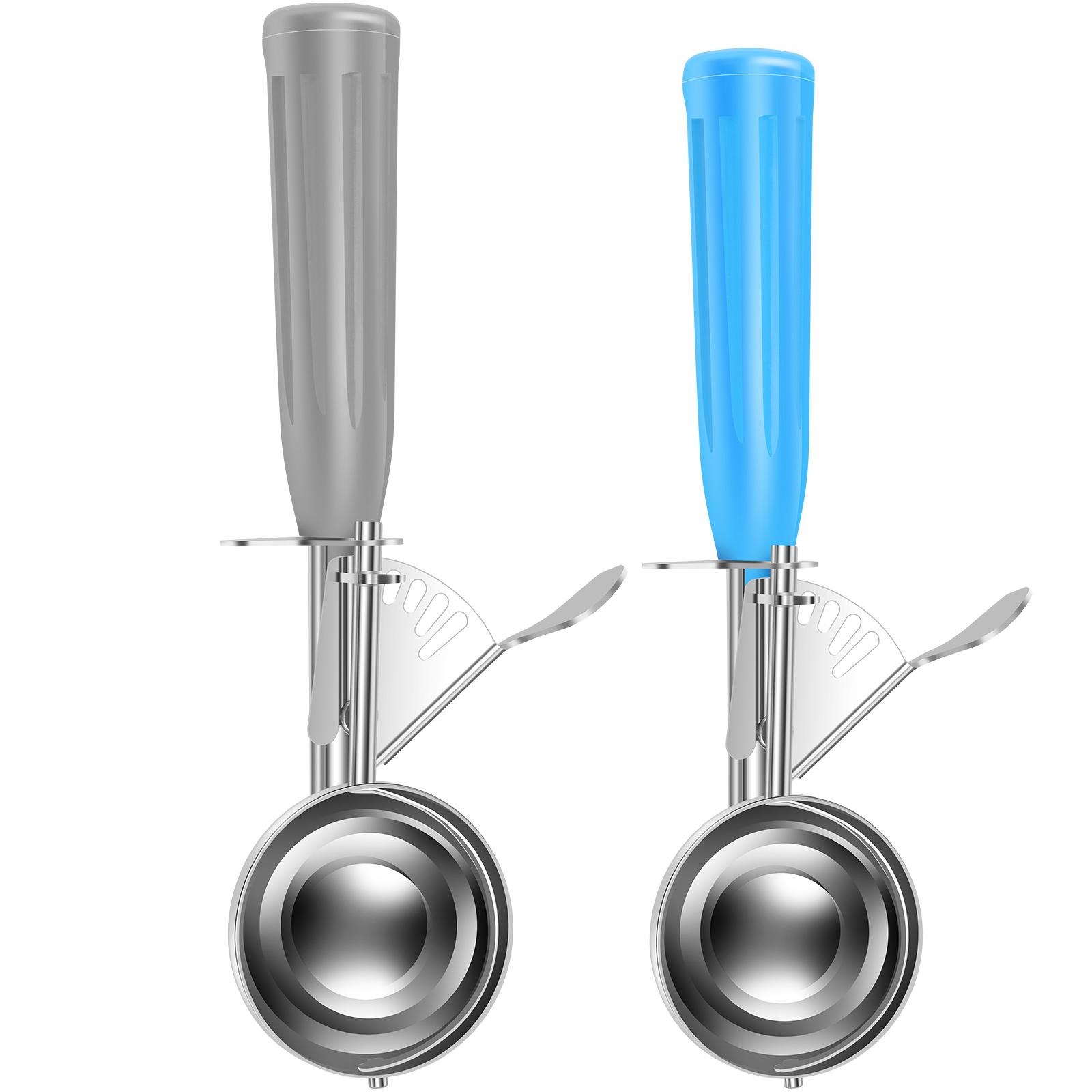 

2Pcs Ice Cream Scoop 2oz 4oz Ice Cream Scooper Stainless Steel Multifunctional Cupcake Measuring Scoop 2 IN 1 Kitchen Supplies