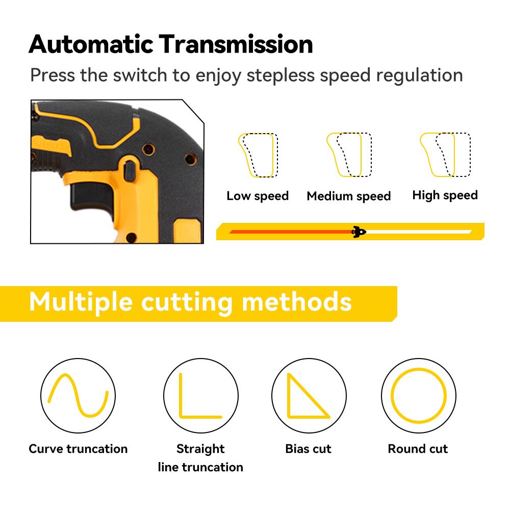 MELLWIN 3500RPM Brushless Electric Jig Saw 750W Jigsaw Adjustable Blade 3 Variable Speed Woodworking Tool for Makita 18V Battery