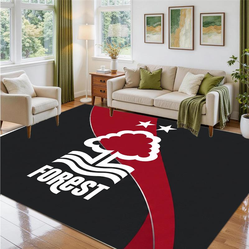 Nottingham Forest Football Design Crystal Velvet Rug Soft Decorative Mat for Bedroom Entrance