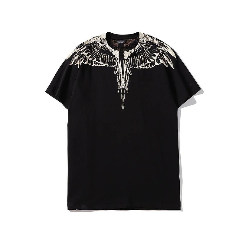 Factory wholesale 2021 summer new product craftsmanship non-sensory printing solid color wings short-sleeved T-shirt men s and women s couples tops M