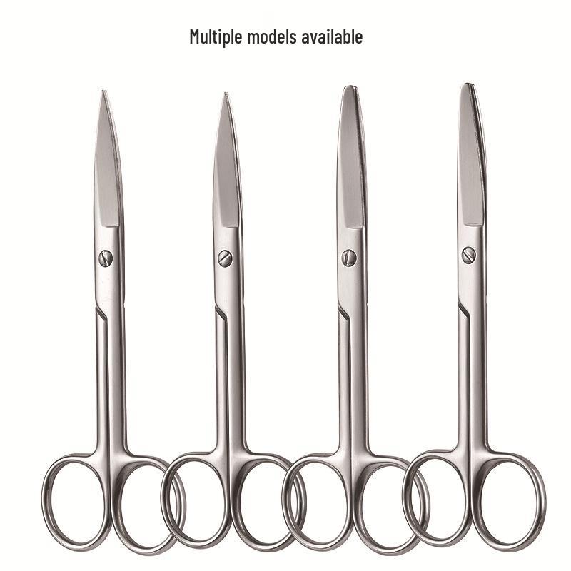 420 Stainless Steel Multi-Purpose Scissors: Large Curved, Straight, Round Tip for Surgical, Beauty, Nose Hair, Eyelid, and Teaching Use.