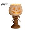 Halloween Party Table Accents Rustic White Pumpkin Tealight Candle Holder Set, Farmhouse Tea Light Distressed Resin Ornaments Holders Decor,