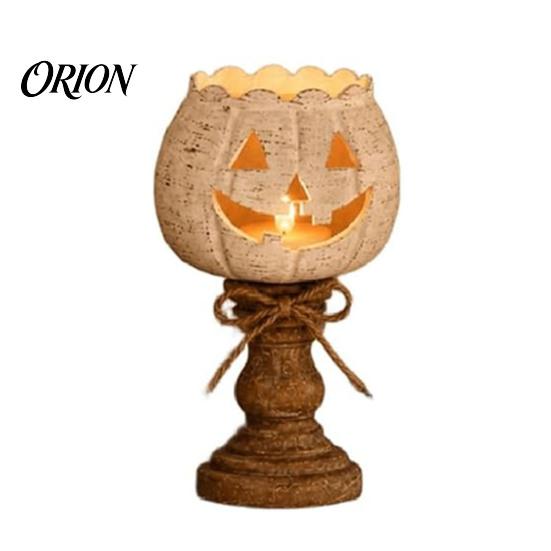 Halloween Party Table Accents Rustic White Pumpkin Tealight Candle Holder Set, Farmhouse Tea Light Distressed Resin Ornaments Holders Decor,