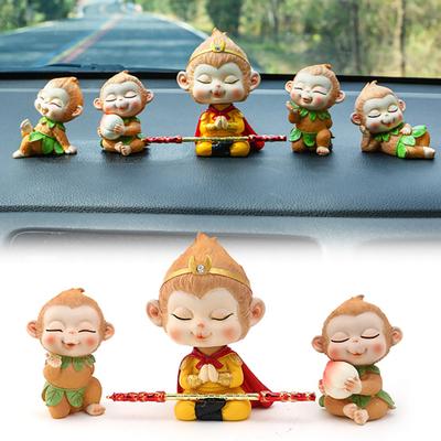 Cartoon Monkey King Figurine Sitting Sleeping Monkey Statue Great Sages Equalling Heaven Sculpture Home Office Car Dashboard Decoration Ornament