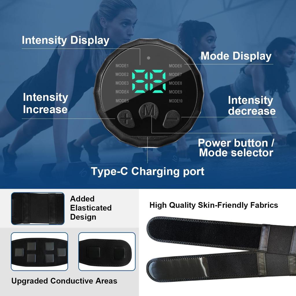 Abdominal Toning Belt EMS Muscle Stimulator Abs Trainer Abdominal Muscle USB Charge Shaping Slimming Lose Weight For Arm Thigh