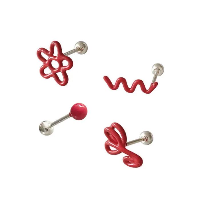 Rainbow doodle piercing (Red)