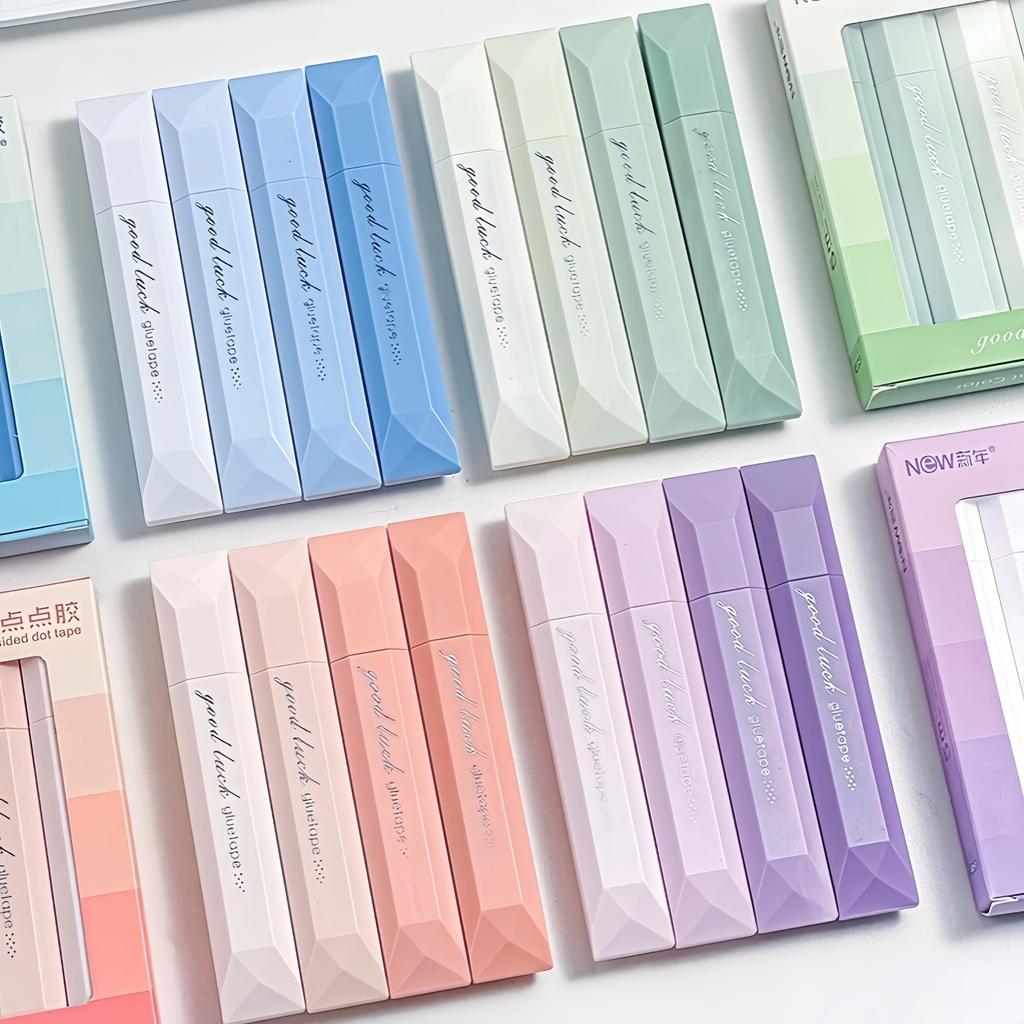 4/5pcs Gradient Color Glue Tape, Pen Type Double Sided Adhesive Tape Roller Dispenser Runner, for Memo Diary DIY Handwork