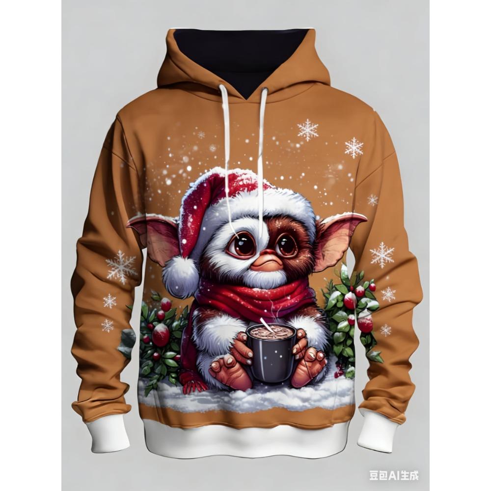 Christmas snowflake monster pattern men's hoodie