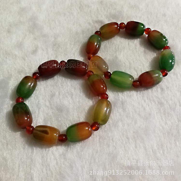 Jade Tricolor Oval Chalcedony Agate Bracelet