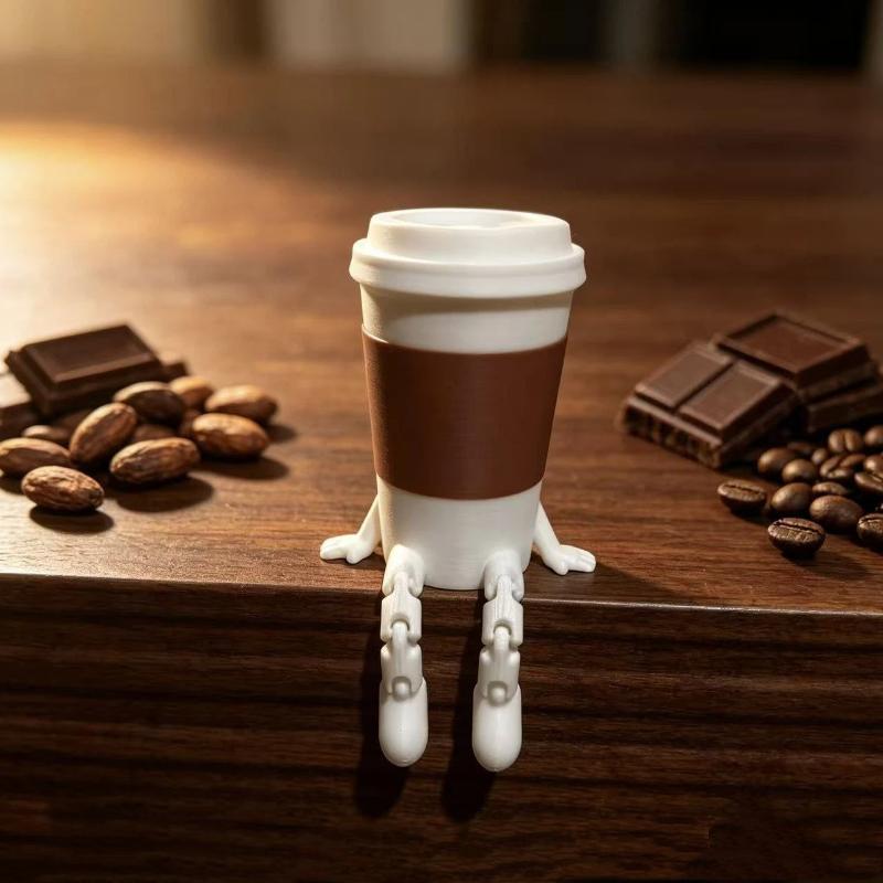 3D Printed Coffee Partner Cute Coffee Cup Coffee Bean Desk Decor Fidget Toys For Coffee Lovers Home Office Ornaments