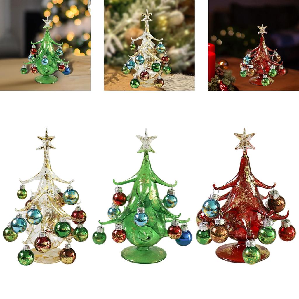 Glass Christmas Tree Decoration Handicraft for Tabletop Party Collectible