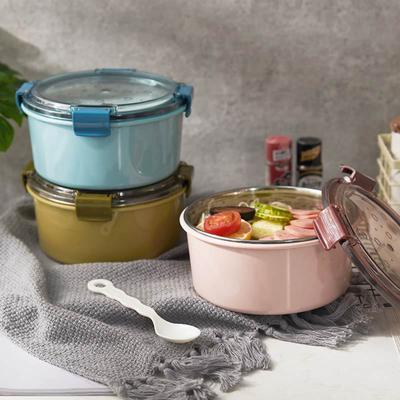 1000 ml ronde lunchbox roestvrijstalen Bento-container lekvrij voedsel met deksel