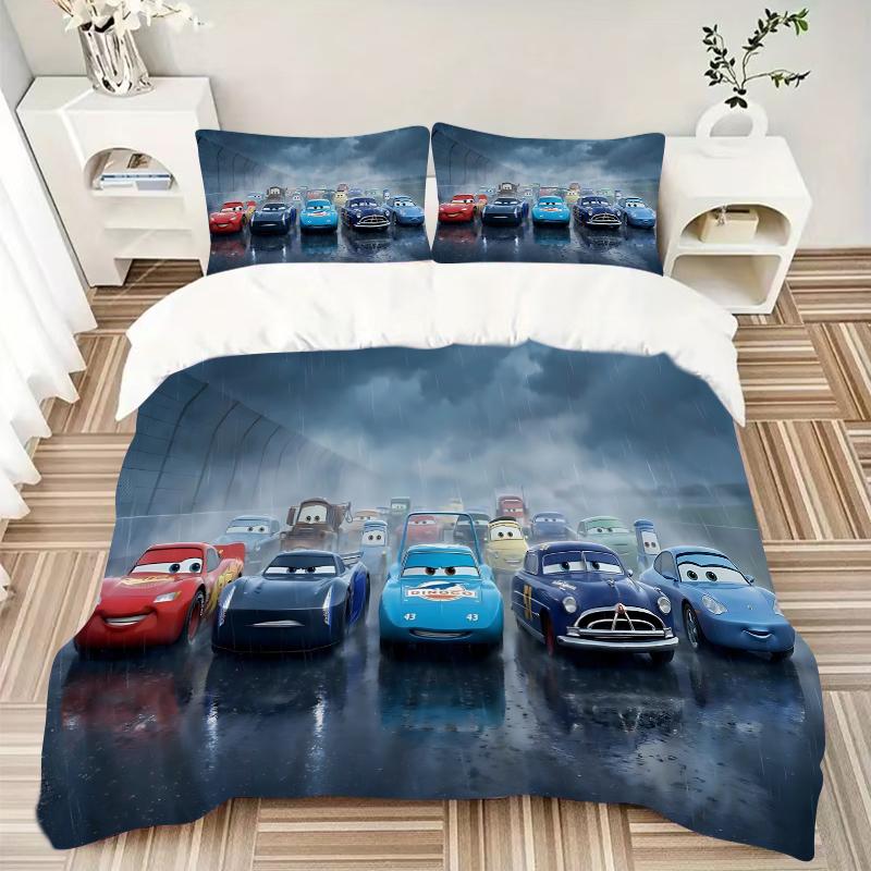 Cars Rain Printed 3pcs Bedding Set Soft Microfiber 1 Duvet Cover And 2 Pillowcases Home Bedroom Decor Xmas Gift Q1796