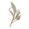 Wheat Ear Brooch of Faux Pearl Brooch, Rhinestone Leaf Alloy Lapel Pin, Electroplated Jewelry Sweater Cardigan Coat Business Suit Clothing Accessories
