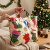 Large Capacity Christmas Print PVC Tote Bag Waterproof Christmas Hand Tote Commute Tote Bag  Work