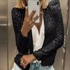 Chic Shiny Sequins Casual Jacket Women Fashion Sparkly Glitter Short Coats Slim Fit Long Sleeves Open Front Cardigan Outwear