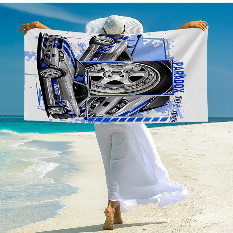 Ultra-weiches Strandtuch mit Rennsport-Thema, ideal für Pool - Camping, Tauchen - Perfekter Reisebegleiter, Lebendiges Strandtuch.