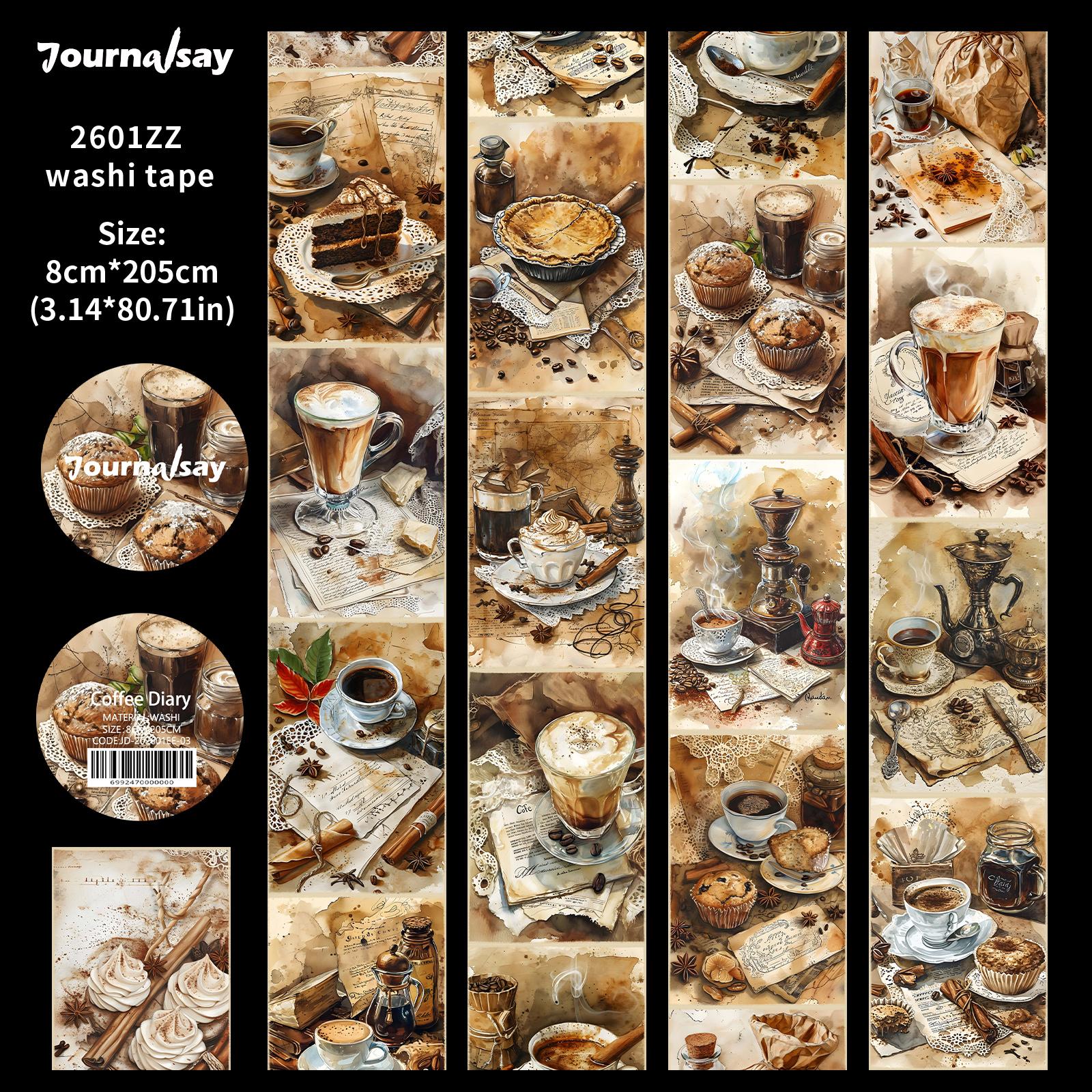 

JIANWU 80mm*205cm Vintage Coffee Smudge Landscape Material Collage Scrapbooking Washi Tape Creative DIY Journal Stationery