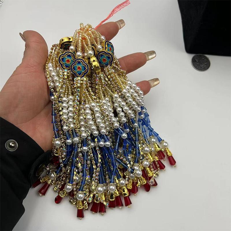 Handmade Wedding Groomsmen Hanfu Embroidery Zipper Tassel Cheongsam Pendant Diy Hairpin Bead Stringing Adult Alloy Glass