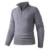 Men's Casual Half-Zip Cable Knit Pullover Sweater with Stand Collar for Fall and Winter
