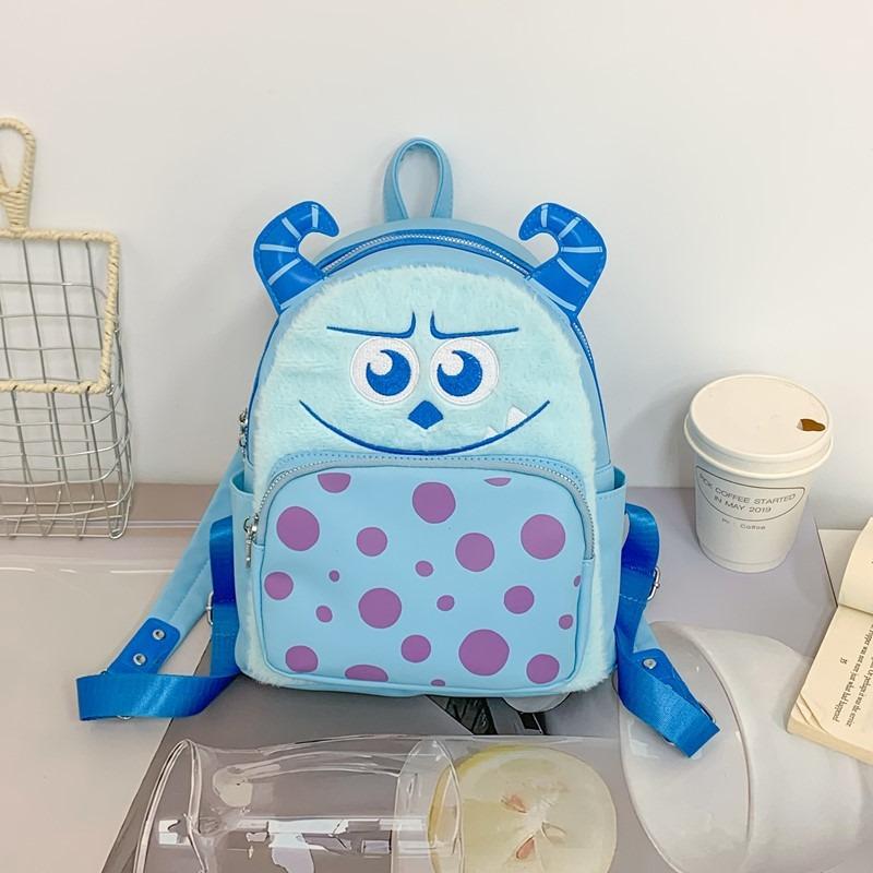 High value blue little monster academy style backpack girls storage casual cute backpack cartoon schoolbag