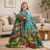 Dinosaur Blanket for Kids, Soft Flannel Throw Blanket with Precision Seams, Double-Sided Warm Nap Blanket, Role-Play Cape Machine Washable Kids