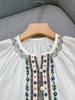 Elegant Ethnic Floral Embroidered Puff Sleeve Shirt for Women