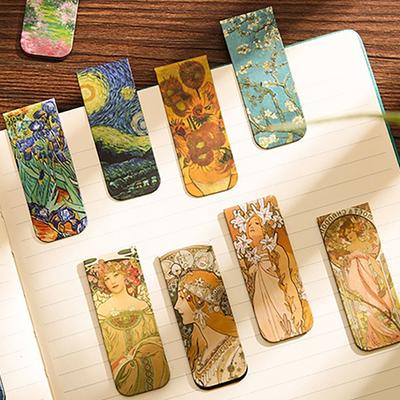 4PCS/Set Magnetic Bookmark Vintage Literary Book Pagination Mark Magnetic Bookmark  Students