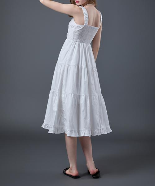 Sitipabjeu [Cp] Rustling Ribbon Layered Summer Sleeveless Dress [White] Kcl.