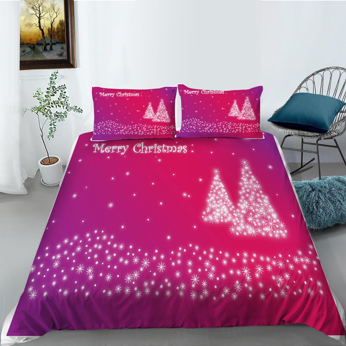 

Рождественский подарок Пододеяльник Наволочка Набор из двух или трех предметов Полиэстер 3D цифровая печать EU single 135*200