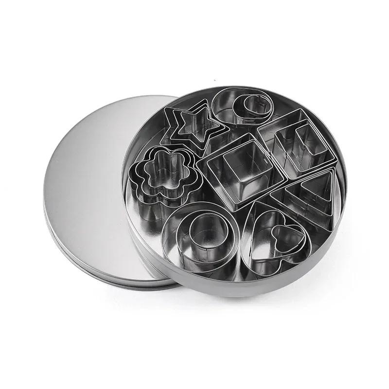 24Pcs Stainless Steel Mini Cookie Cutter Set Biscuit Cookie Mold Christmas Pastry Cutters Slicers Baking Tools