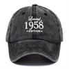 pc Adjustable washed  cap with meter and fashionable letter print pattern suitable for outdoor travel camping parties