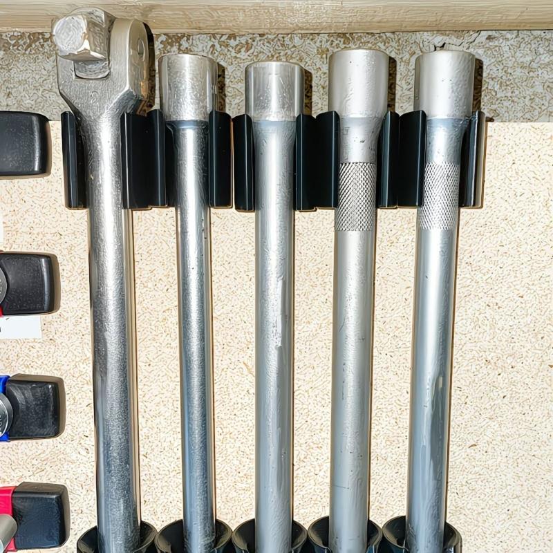 Ratchet Wrench Storage Rack 10Pieces Wall Mount Tool Holder for 1/2Inch Drive Extensions Repair Shops Garage Setups