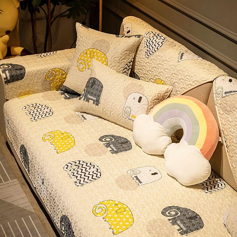 

Minimalist Cotton Fabric Anti-Slip Cute Cartoon Sofa Cushion Elephant 70 * 70cm